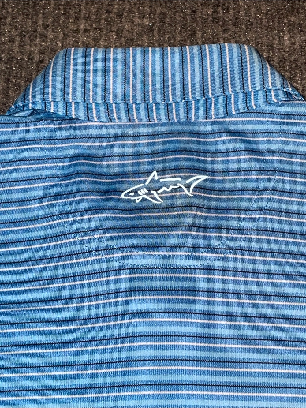 Greg Norman ML75 Play Dry Golf Polo Blue Stripe Men's Medium 1927 Logo